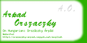 arpad orszaczky business card